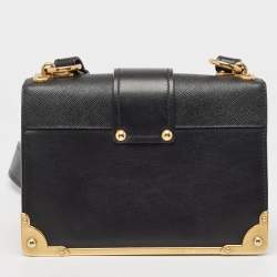Prada Black Leather Cahier Shoulder Bag