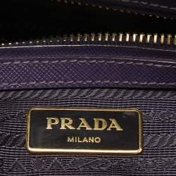 Pre Owned Prada Violet Saffiano Leather Mini Galleria Double Zip Tote
