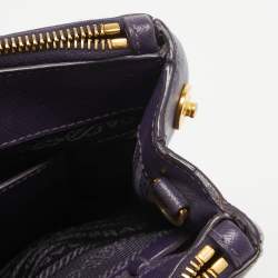 Pre Owned Prada Violet Saffiano Leather Mini Galleria Double Zip Tote