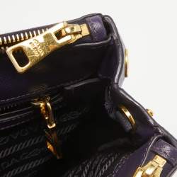 Pre Owned Prada Violet Saffiano Leather Mini Galleria Double Zip Tote