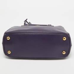 Pre Owned Prada Violet Saffiano Leather Mini Galleria Double Zip Tote