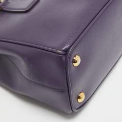 Pre Owned Prada Violet Saffiano Leather Mini Galleria Double Zip Tote