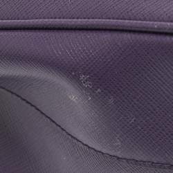 Pre Owned Prada Violet Saffiano Leather Mini Galleria Double Zip Tote
