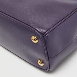 Pre Owned Prada Violet Saffiano Leather Mini Galleria Double Zip Tote