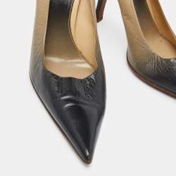 Prada Beige/Grey Leather Pointed Toe Pumps Size 38.5