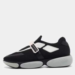 Prada Black Mesh and Leather Cloudbust Sneakers Size 38.5