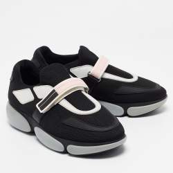 Prada Black Mesh and Leather Cloudbust Sneakers Size 38.5