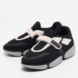 Prada Black Mesh and Leather Cloudbust Sneakers Size 38.5