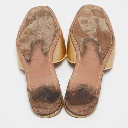 Prada Gold Patent Saffiano Leather Flat Slides  Size 39