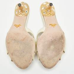 Prada Cream Patent Leather Slide Sandals Size 38