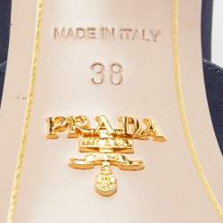 Prada Navy Blue Satin Crystal Embellished Slide Sandals Size 38