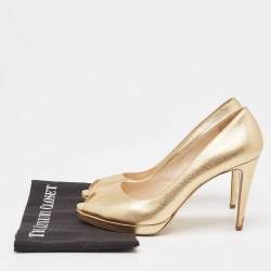 Pre Owned Prada Saffiano Leather Peep Toe Platform Pumps Size 40