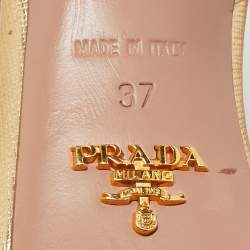 Prada Gold Leather Bow Strappy Slingback Sandals Size 37