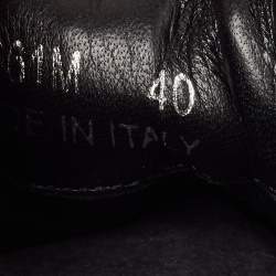 Pre Owned Prada Black Brushed Leather Re Nylon Lace Up Sneakers Size 40