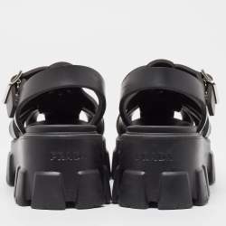 Prada Black Rubber Monolith Sandals Size 37