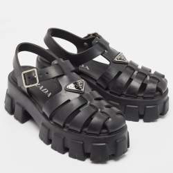 Prada Black Rubber Monolith Sandals Size 37