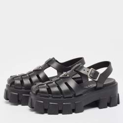 Prada Black Rubber Monolith Sandals Size 37
