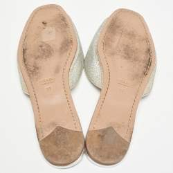 Prada Silver Glitter Slide Flats Size 39
