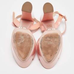 Prada Pink Patent Leather Platform Ankle Strap Sandals Size 39