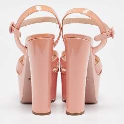 Prada Pink Patent Leather Platform Ankle Strap Sandals Size 39