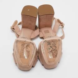 Prada Light Pink Suede Platform Ankle Strap Sandals Size 39