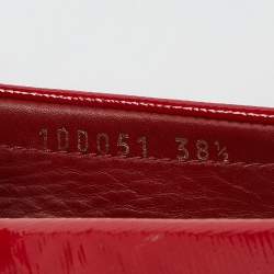 Pre Owned Prada Red Patent Leather Logo Detail Bow Loafers Size 38.5