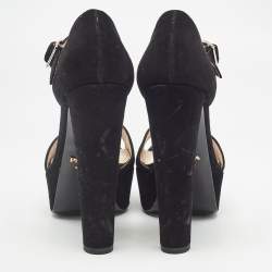 Prada Black Suede Ankle Strap Sandals Size 35