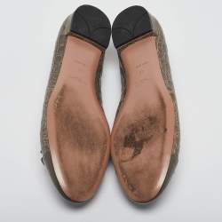 Pre Owned Prada Grey Embossed Croc and Patent Cap Toe Bow Ballet Flats Size 42