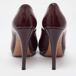 Prada Burgundy Patent Leather Platform Pumps Size 37