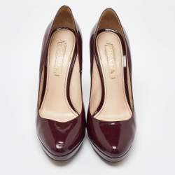 Prada Burgundy Patent Leather Platform Pumps Size 37