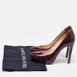 Prada Burgundy Patent Leather Platform Pumps Size 37