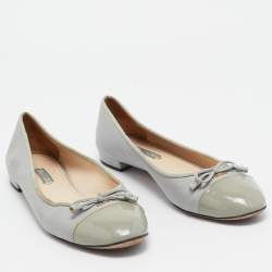 Prada Grey Patent and Leather Ballet Flats Size 42