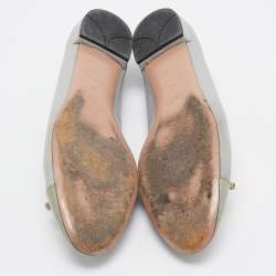 Prada Grey Patent and Leather Ballet Flats Size 42
