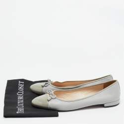 Prada Grey Patent and Leather Ballet Flats Size 42