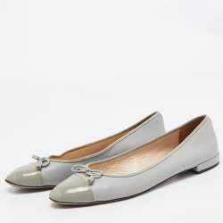 Prada Grey Patent and Leather Ballet Flats Size 42