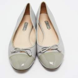Prada Grey Patent and Leather Ballet Flats Size 42