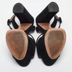 Prada Black Suede Platform Ankle Strap Sandals Size 36