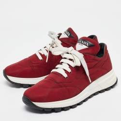 Prada Burgundy nylon Details Low Top Sneakers Size 38