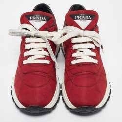 Prada Burgundy nylon Details Low Top Sneakers Size 38