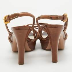 Prada Brown Leather Bow Slingback Sandals Size 37.5