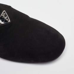Pre Owned Prada Black Suede Slip On Smoking Slippers Size 38