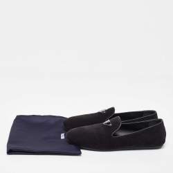Pre Owned Prada Black Suede Slip On Smoking Slippers Size 38