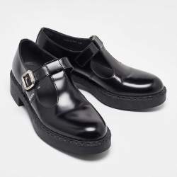 Prada Black Leather Mary Jane Loafers Size 38.5
