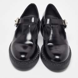 Prada Black Leather Mary Jane Loafers Size 38.5