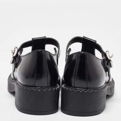 Prada Black Leather Mary Jane Loafers Size 38.5