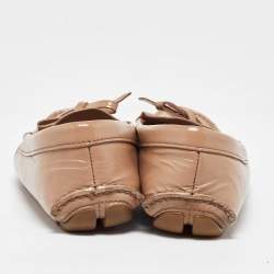 Prada Beige Patent Leather Bow Loafers Size 37.5