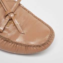 Prada Beige Patent Leather Bow Loafers Size 37.5