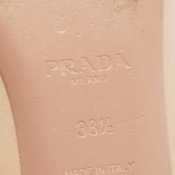 Pre Owned Prada Beige Leather and Patent Cap Toe Bow Ballet Flats Size 38.5
