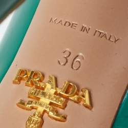 Pre Owned Prada Green Patent Leather Peep Toe Pumps Size 36