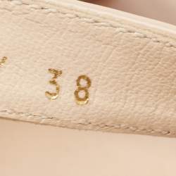 Prada Beige Patent Leather Platform Ankle Strap Sandals Size 38